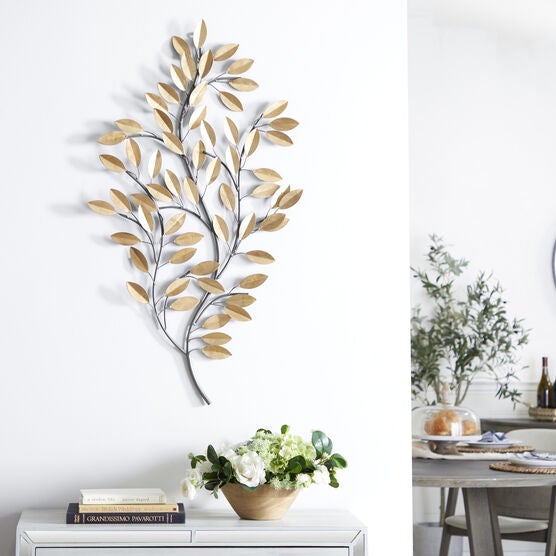 Brass Metal Glam Floral Wall Decor, , alternate image number null
