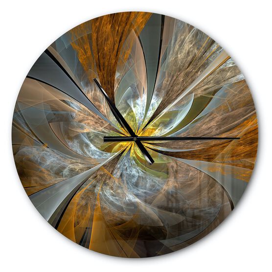 Symmetrical Yellow Fractal Flower Modern Wall Clock, , alternate image number null