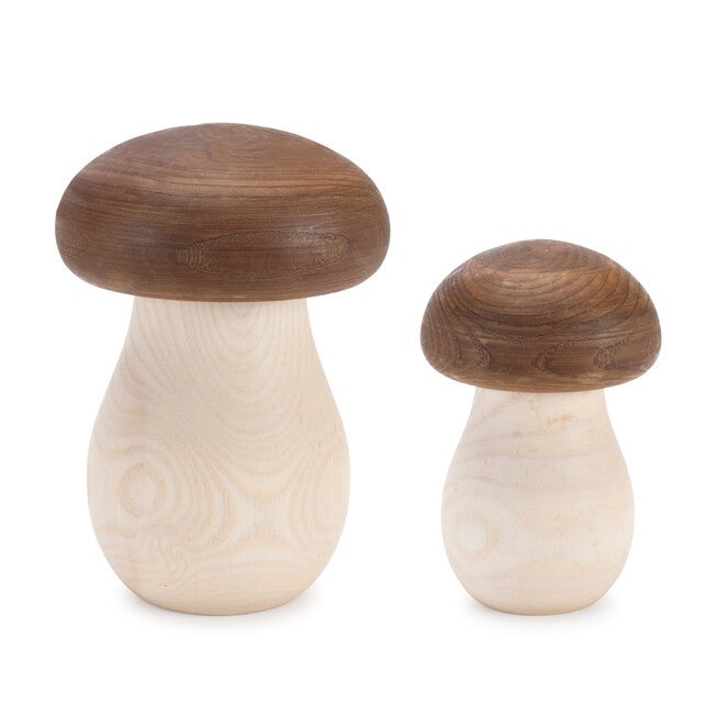 Wood Mushroom Box Decor (Set of 2), BROWN/BEIGE, hi-res image number 0