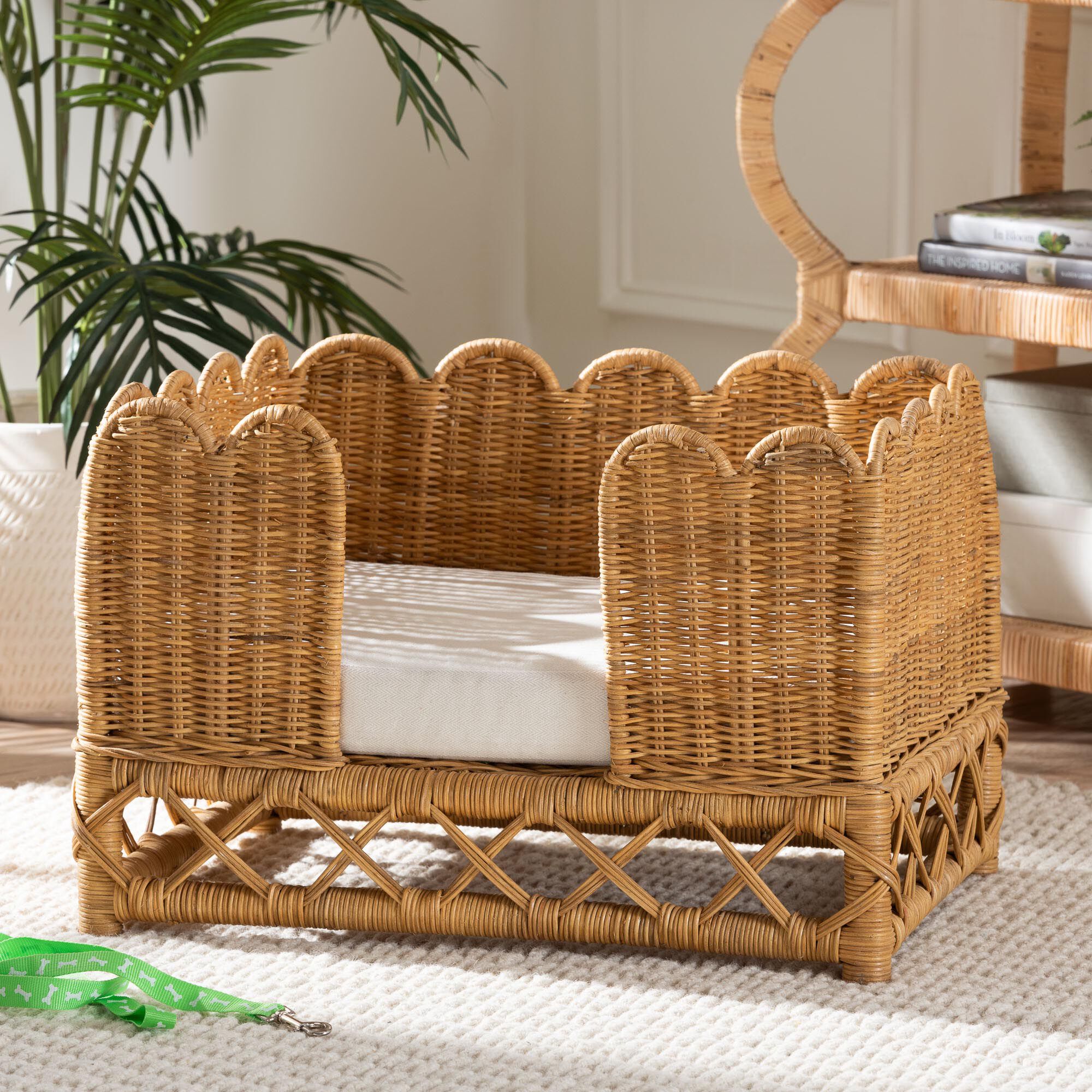 Palm Bohemian Light Honey Rattan Pet Bed, LIGHT, hi-res image number 0
