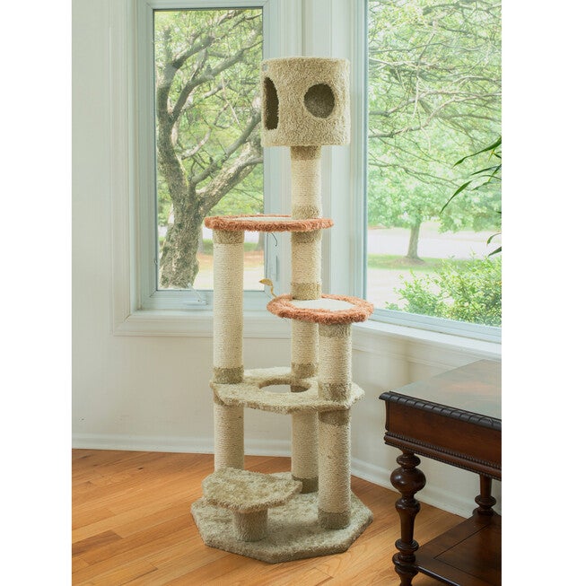 Real Wood 66 inches Cat Climber Junggle Tree With Sisal Carpet Platforms, , alternate image number null