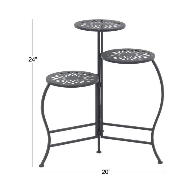 3-Tier Black Metal Traditional Plant Stand, , alternate image number null