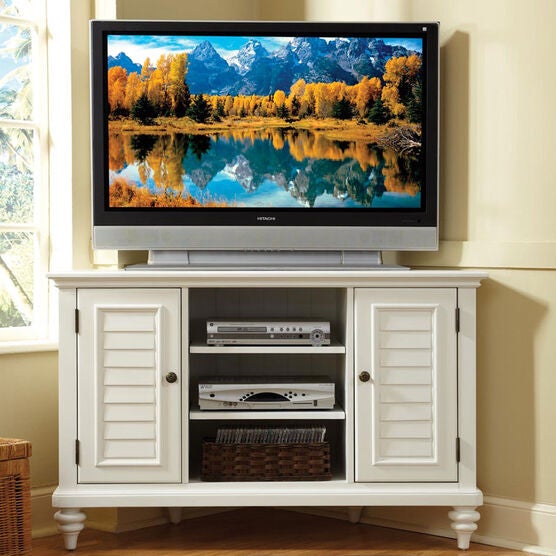 Bermuda Corner TV Stand, WHITE, hi-res image number null
