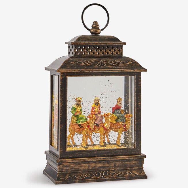 3 Wise Men Snow Globe Lantern, BROWN, hi-res image number null