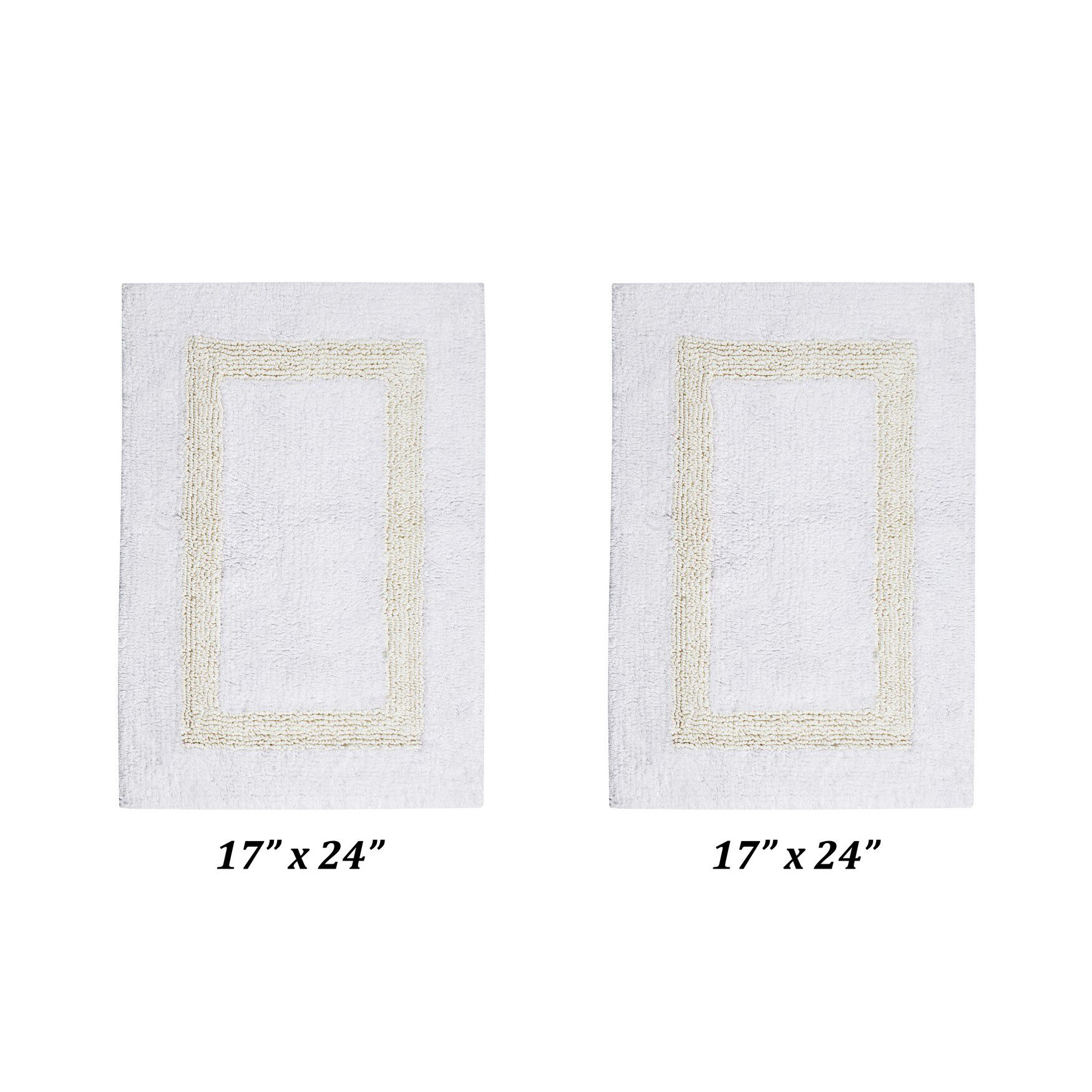 Hotel Collections Bath Mat Rug 2 Piece Set (17 inches X 24 inches | 17 inches X 24 inches), WHITE IVORY, hi-res image number 0