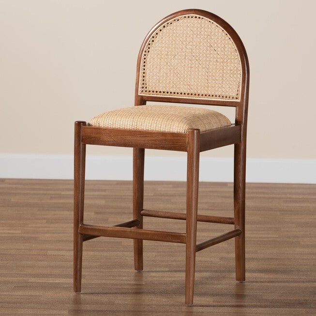 Maryland Modern Bohemian Natural Rattan and Acacia Wood Counter Stool, , alternate image number 14