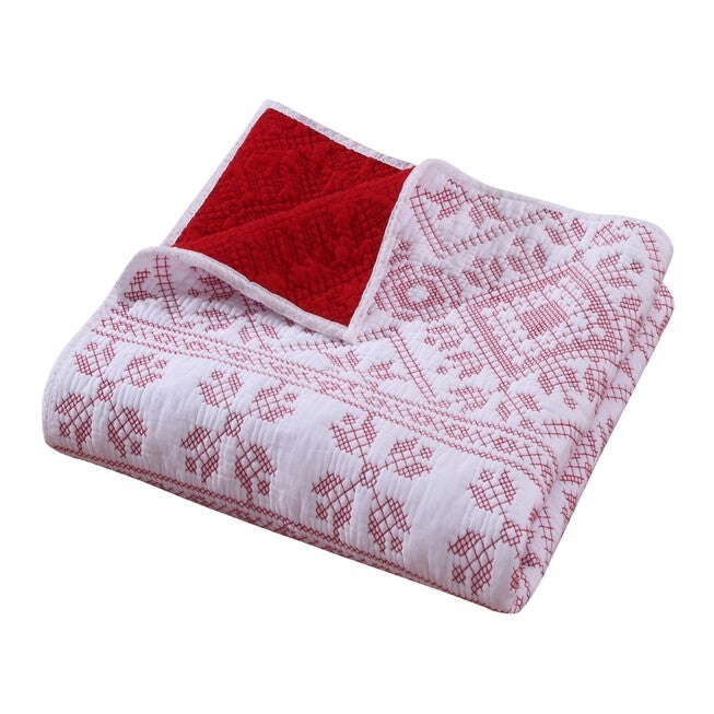 Holly, Cross Stitch Quilted Throw Blanket, , alternate image number null