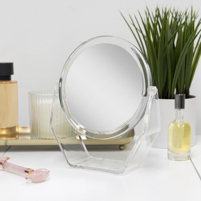 7'' Round Dual-Sided Rotating Countertop Mirror, , alternate image number null