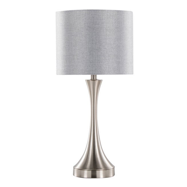 Lenuxe 25 inches Metal Table Lamp With Usb - Set Of 2, BRUSHED NICKEL GREY, hi-res image number null