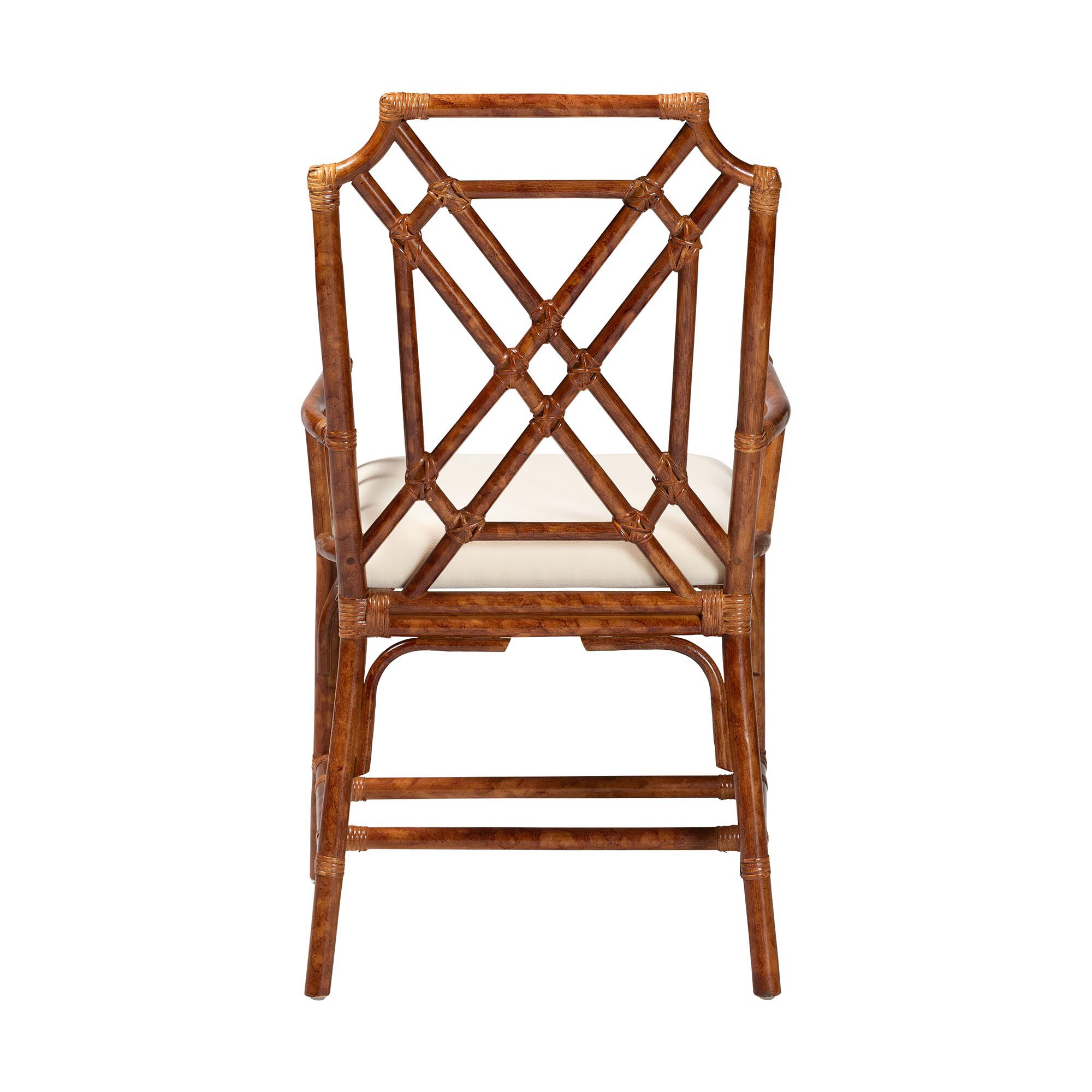 Esmery Marbled Tortoise Natural Rattan Dining Chair with Armrest, BROWN, alternate image number 4
