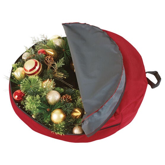 30" Wreath Storage Bag, RED, hi-res image number null