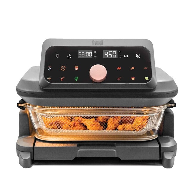 Livwell 6 Quart Glass Container Air Fryer, MATTE GREY, hi-res image number null