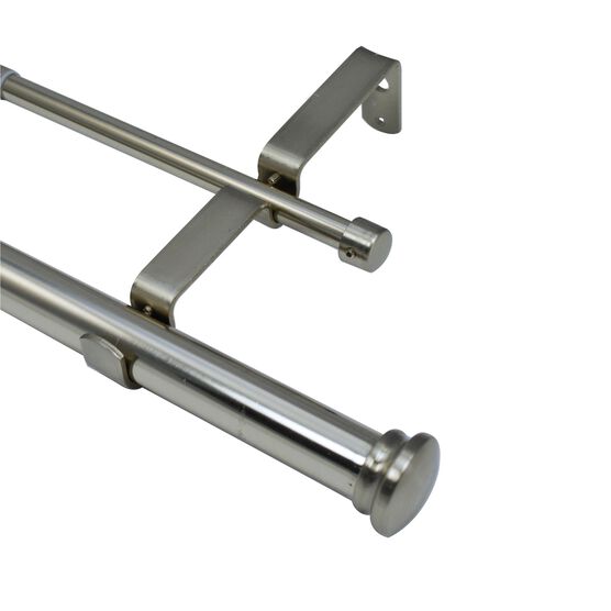 Imperial Corona Double Window Curtain Rod Set Window, BRUSHED NICKEL, hi-res image number null