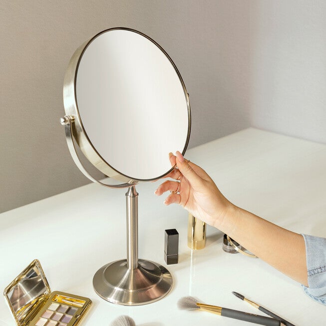 Over-Sized Two-Sided Vanity Swivel Mirror with 3X/1X Magnification, , alternate image number null