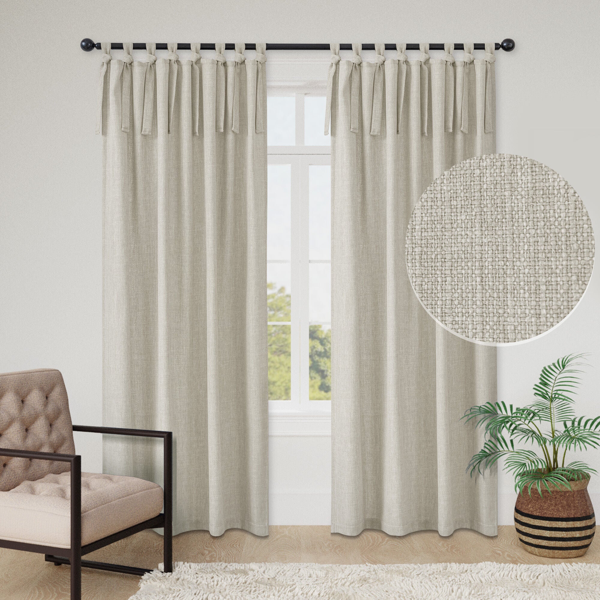 Knot Tie Top Light Filtering Panel Pair