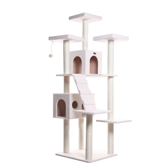 Classic 77" Multi Levels Real Wood Cat Tree With Ramp, Three Perches, Two Condos, , alternate image number null