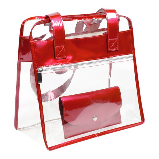 Tote Bag With Wallet, Clear/Red, , alternate image number null