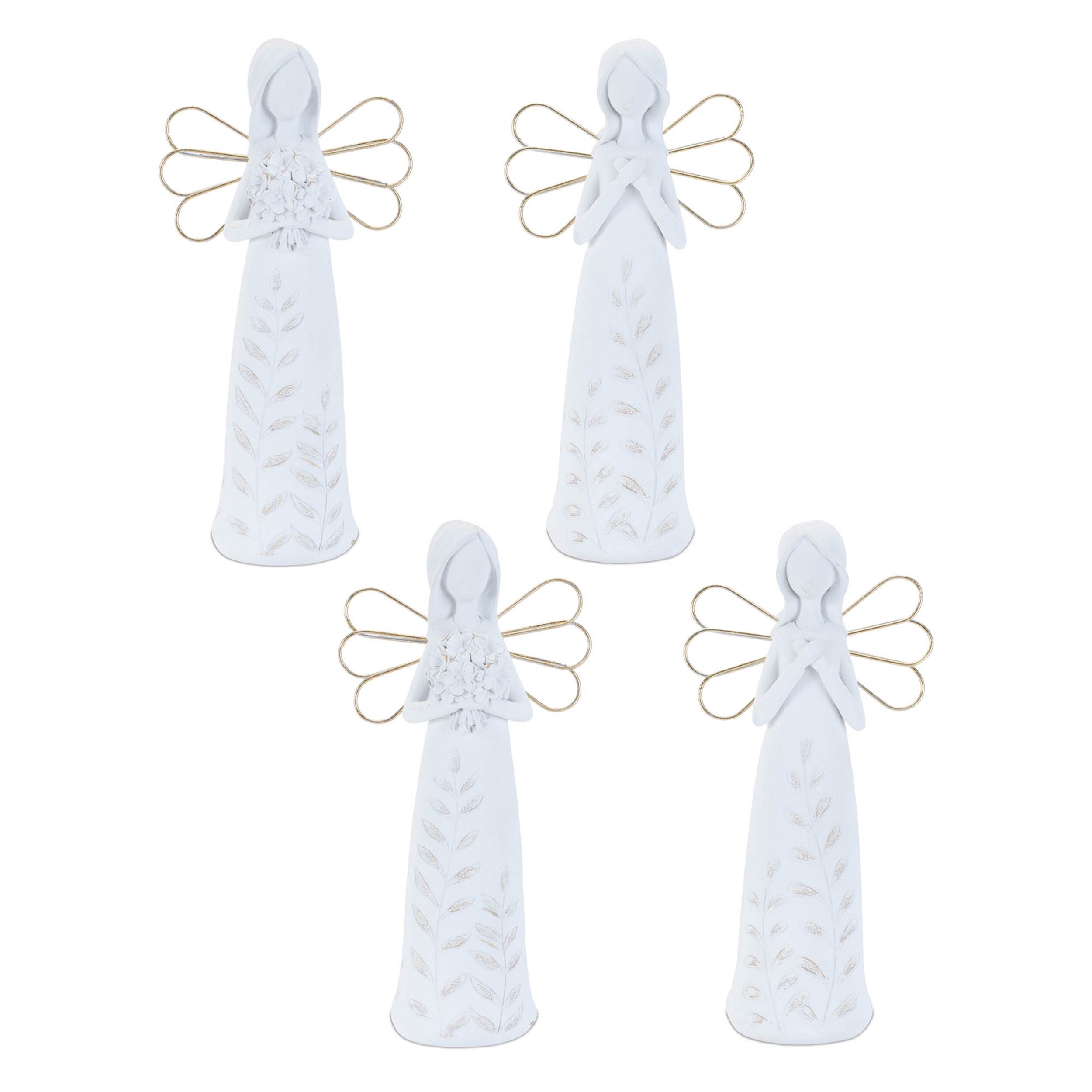 Etched Angel Figurine Set of 4, WHITE GOLD, alternate image number 1