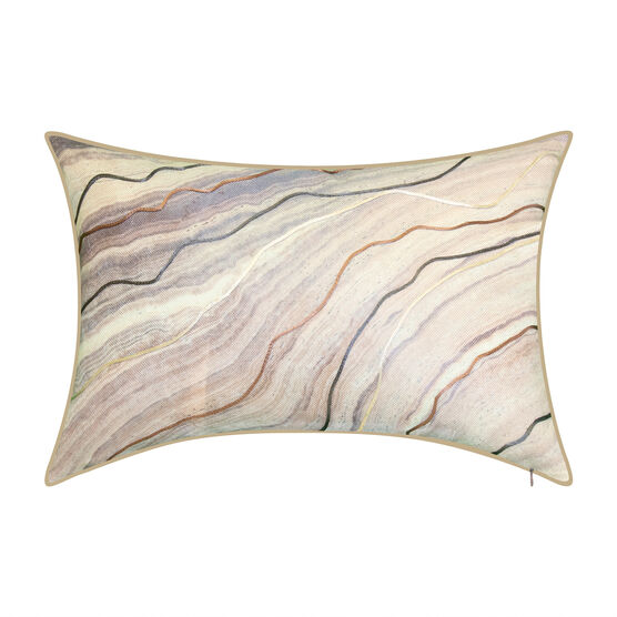 Edie@Home Corded Marble Lumbar Decorative Pillow Dec Pillow, BEIGE KHAKI, hi-res image number null