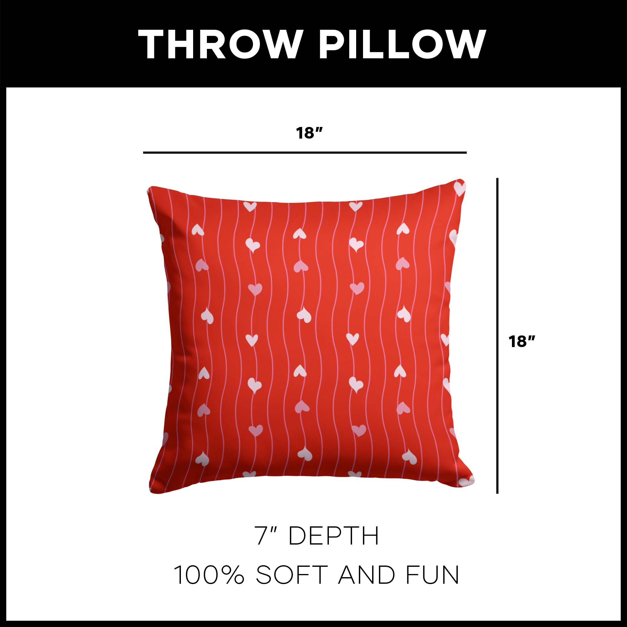 Valentine's Day Line Hearts Throw Pillow 18X18 Inches, RED, alternate image number 4