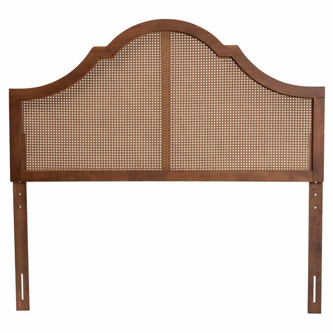 Camila Classic And Traditional Grey Fabric And Walnut Brown Finished Wood King Size Headboard, , on-hover image number null