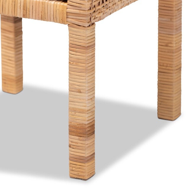 Vivan Modern Bohemian Natural Brown Rattan 1-Door Nightstand, , alternate image number null