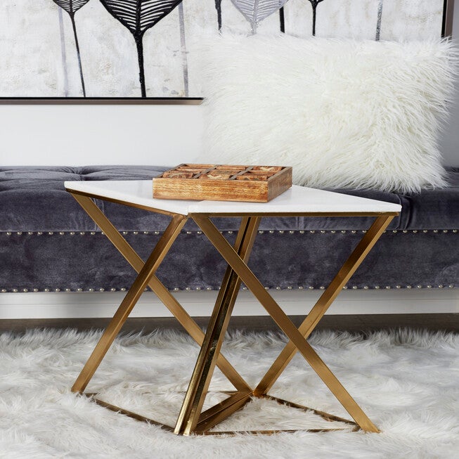 Set of 2 Gold Marble Contemporary Accent Table, 14 inches x 24 inches, , alternate image number 6