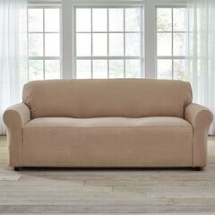 Slipcovers Throws Couch Sofa Covers Brylane Home Bh Studio Stretch Diamond Extra Long Sofa Slipcover