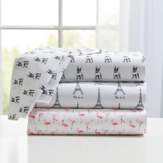 Printed Microfiber Sheet Set, FLAMINGO, hi-res image number null