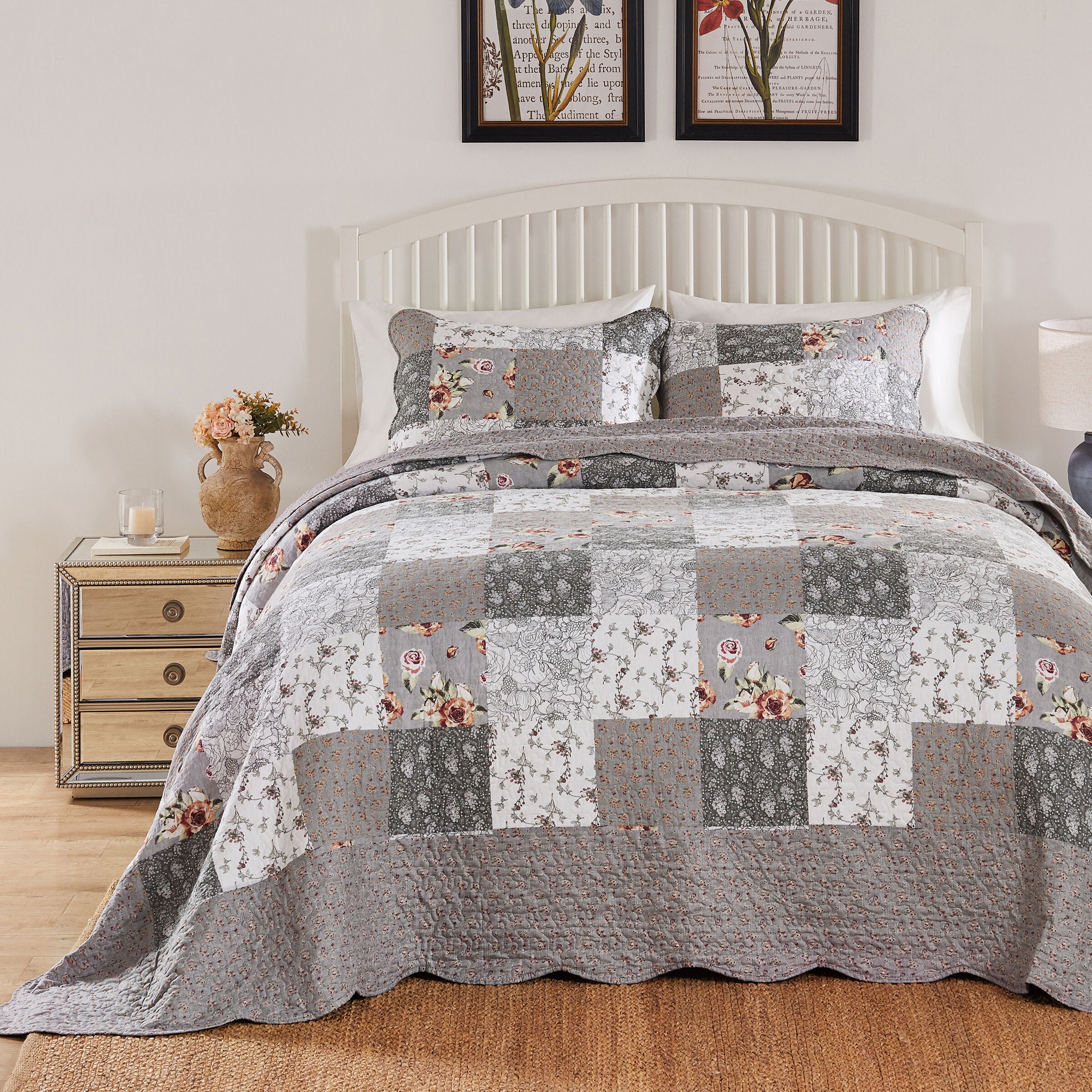 Giulia Reversible Cotton-Rich Bedspread Set, MULTI, alternate image number 1