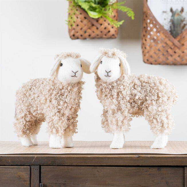 Sheep (Set of 2) 9.5 inchesL x 10.5 inchesH, 9 inchesL x 10.75 inchesH Foam/Fabric, BEIGE, alternate image number null