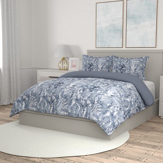 Portico Albany Floral 3 Piece Comforter Set Comforter Set, BLUE GRAY WHITE, hi-res image number null
