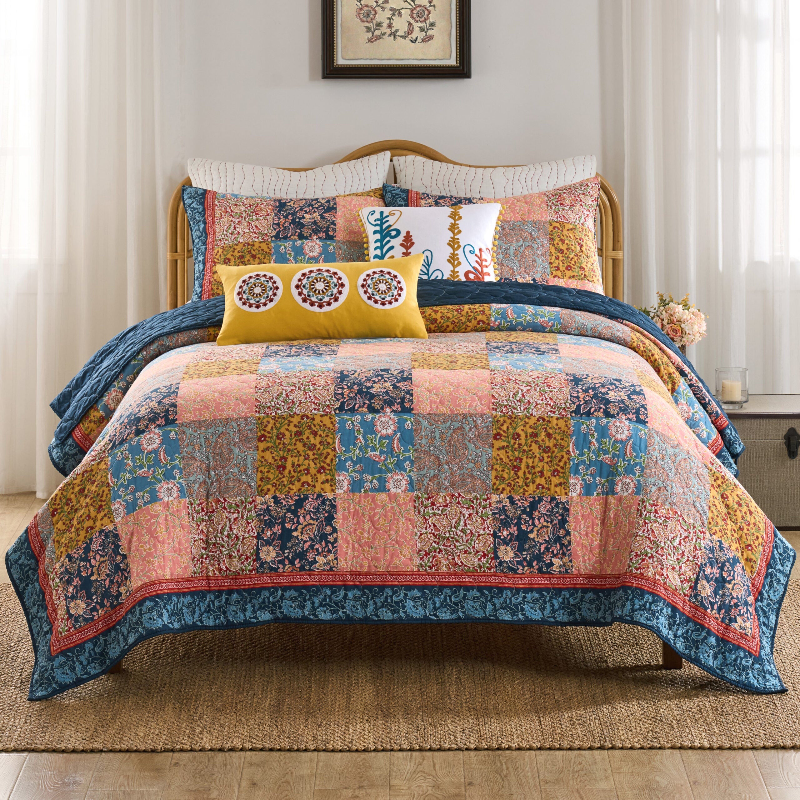 Tangier Vibrant Bohemian Patchwork Quilt Set