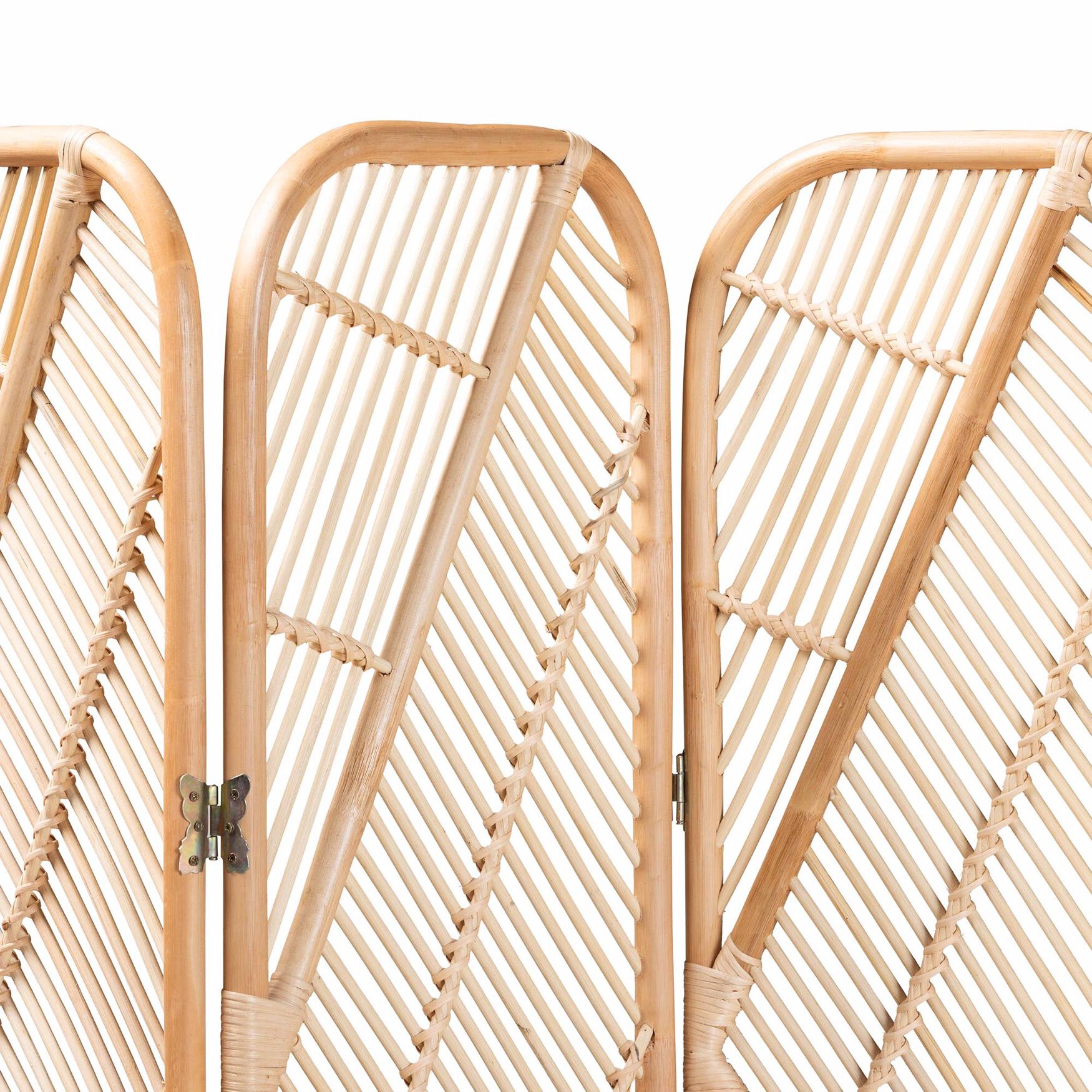 Firenze Modern Bohemian Natural Brown Rattan Room Divider, , on-hover image number 1