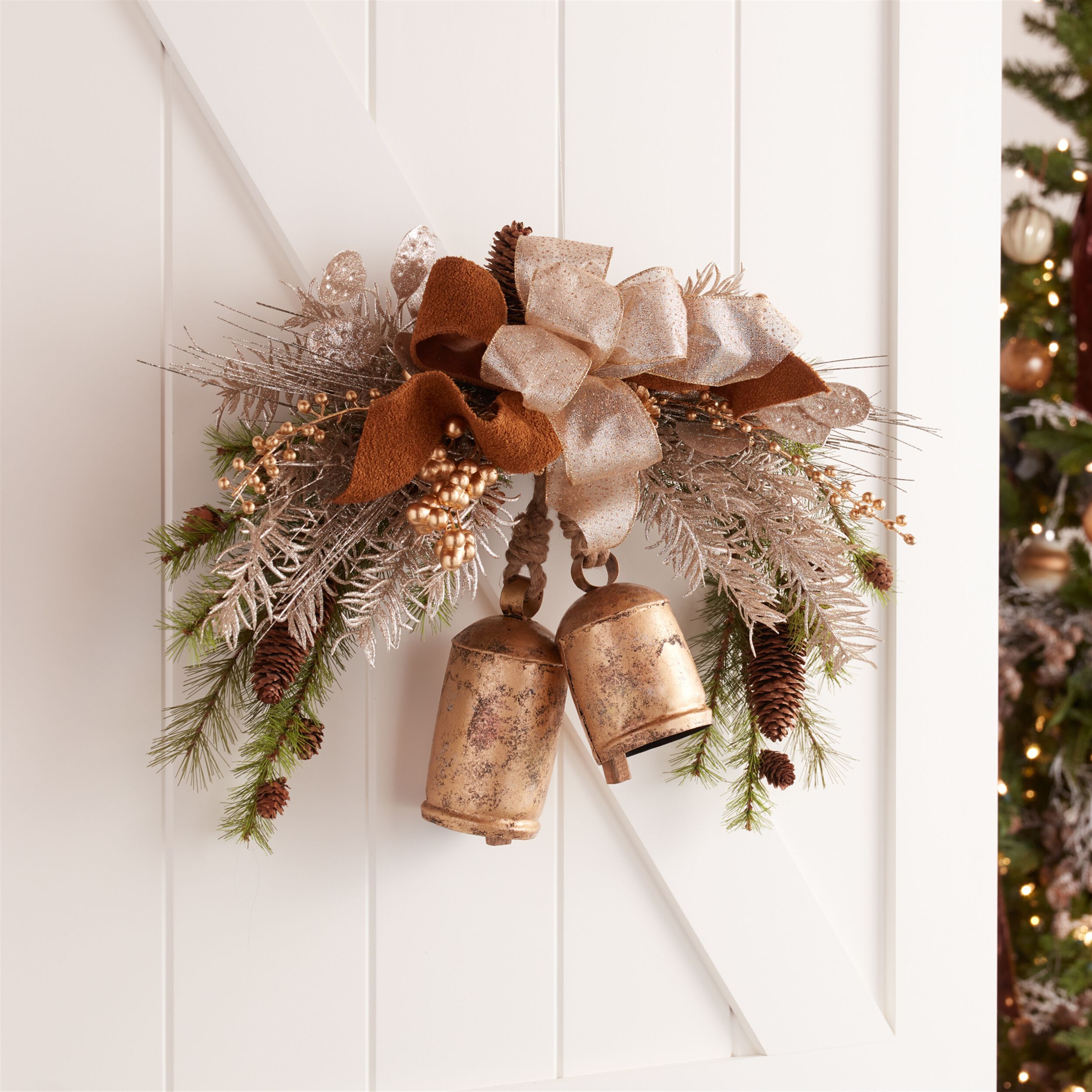 Distressed Metal Bell Ornament (Set of 2), GOLD, alternate image number 5