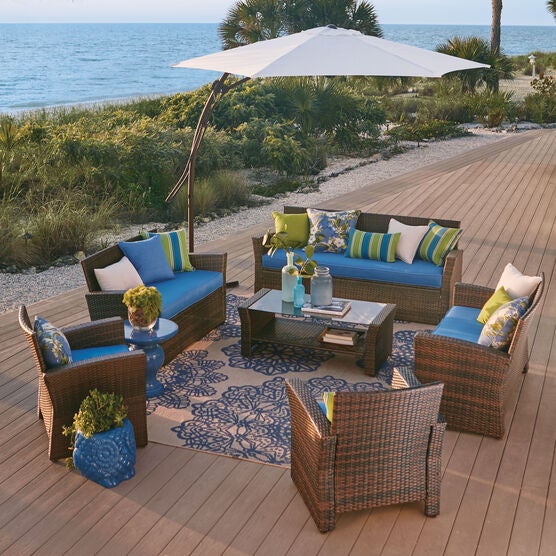 Two Tone Easy Up Cantilever Umbrella Brylane Home