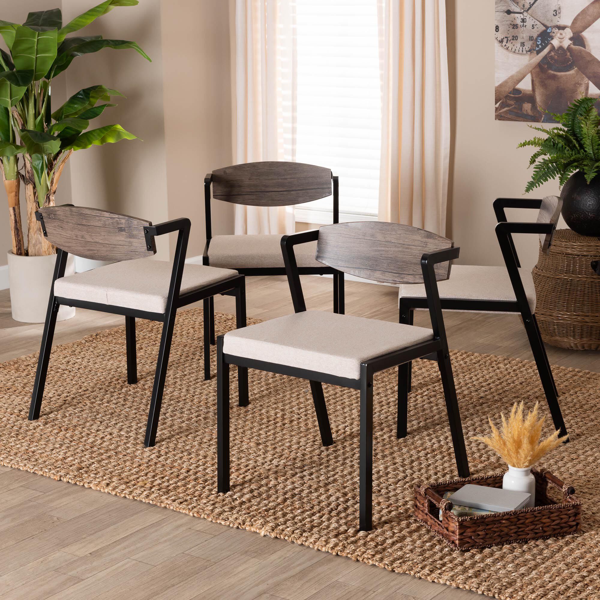 Revelin Industrial Fabric and Metal Dining Chair, BEIGE, hi-res image number 0