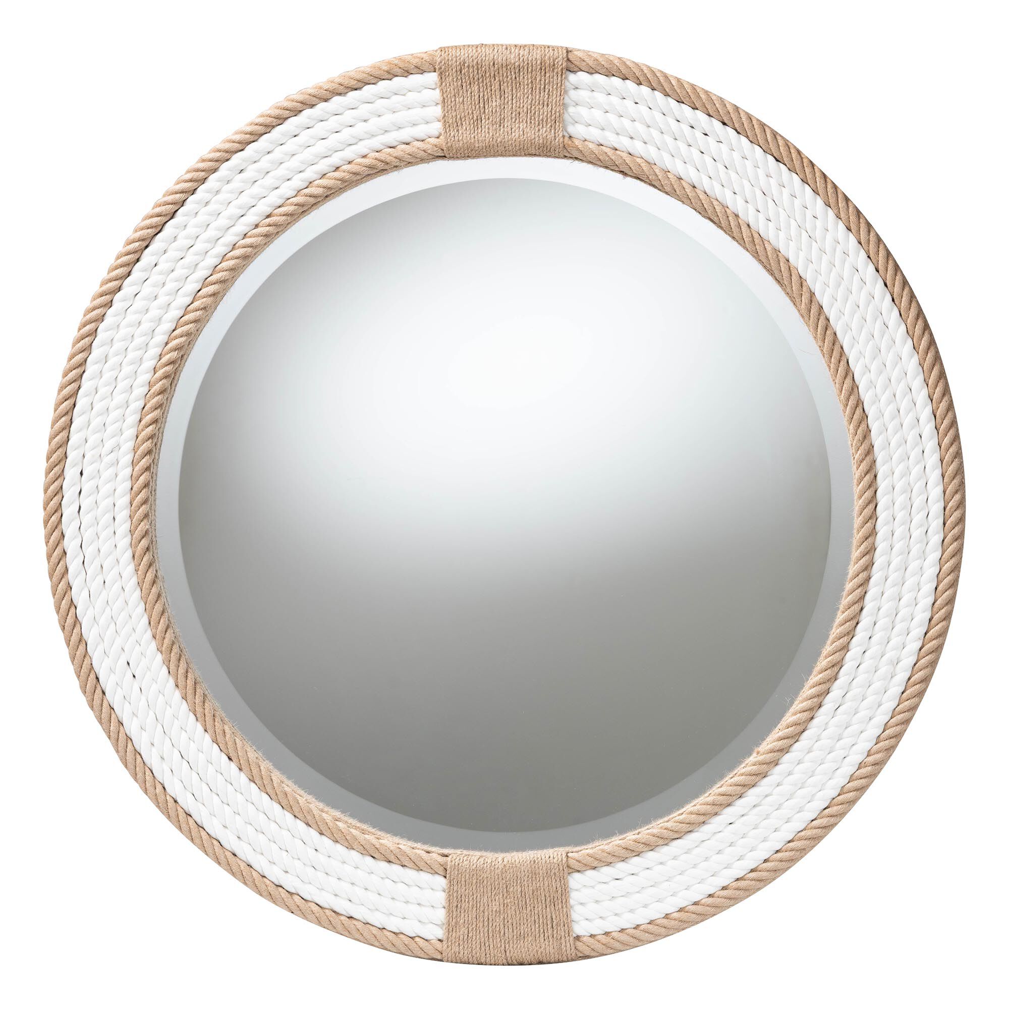 Adita Round Woven Rope Mirror, WHITE, alternate image number 1
