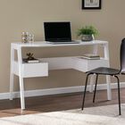 Clyden Midcentury Modern Writing Desk W Storage, WHITE, hi-res image number null