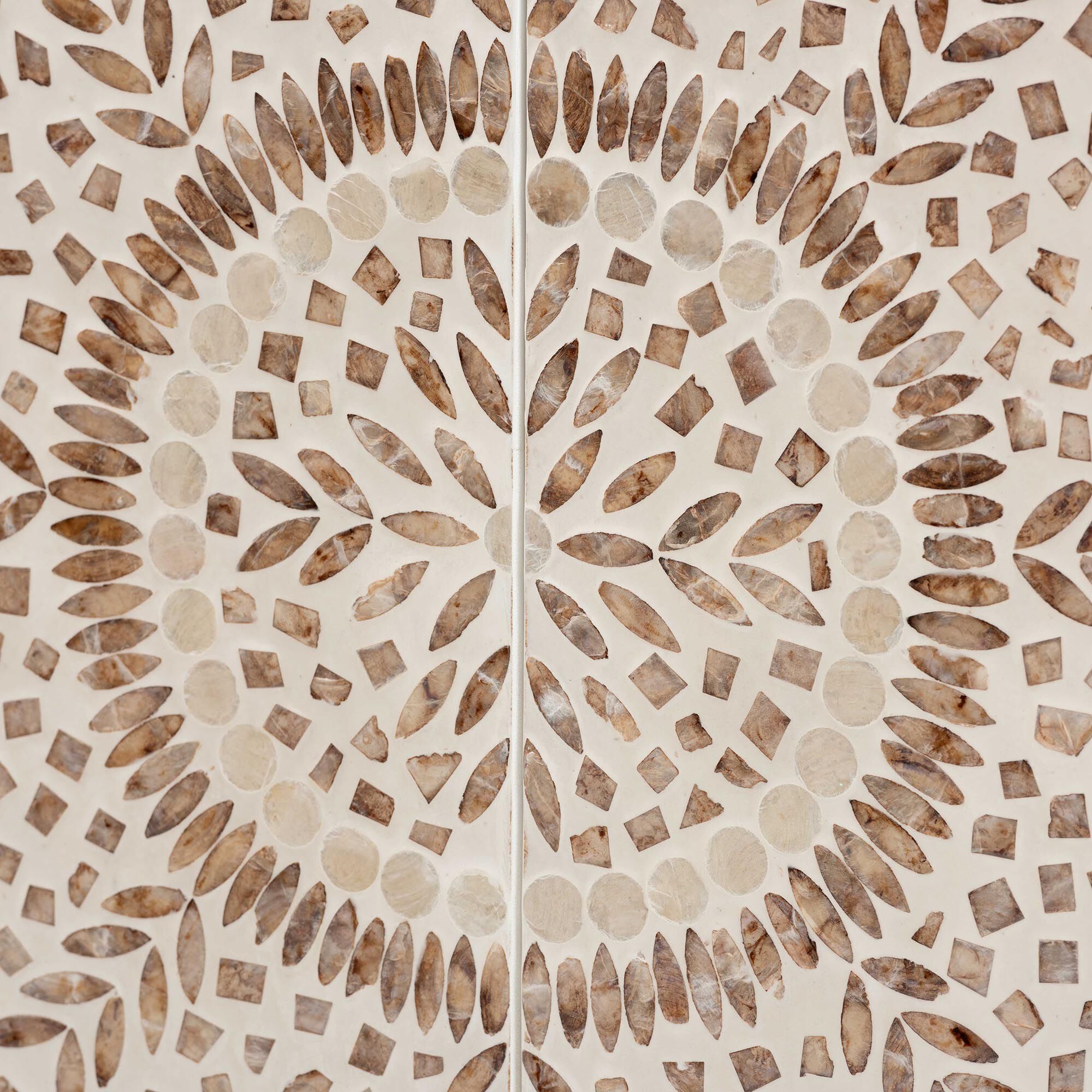 Ercilia Modern Bohemian White and Rustic Brown Mother of Pearl Storage Cabinet, WHITE, alternate image number 6