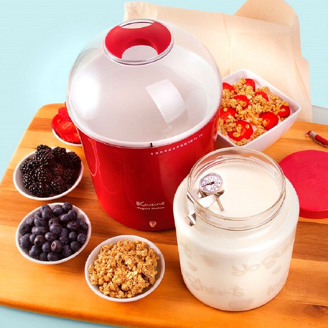 Euro Cuisine Yogurt & Greek Yogurt Maker with Glass Jar, RED, hi-res image number 0