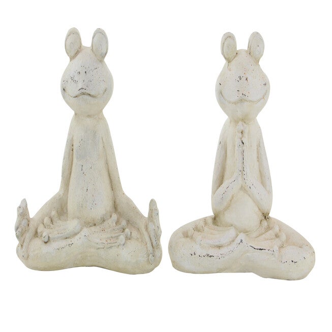 Set Of 2 White Resin Eclectic Garden Sculpture, , on-hover image number 1