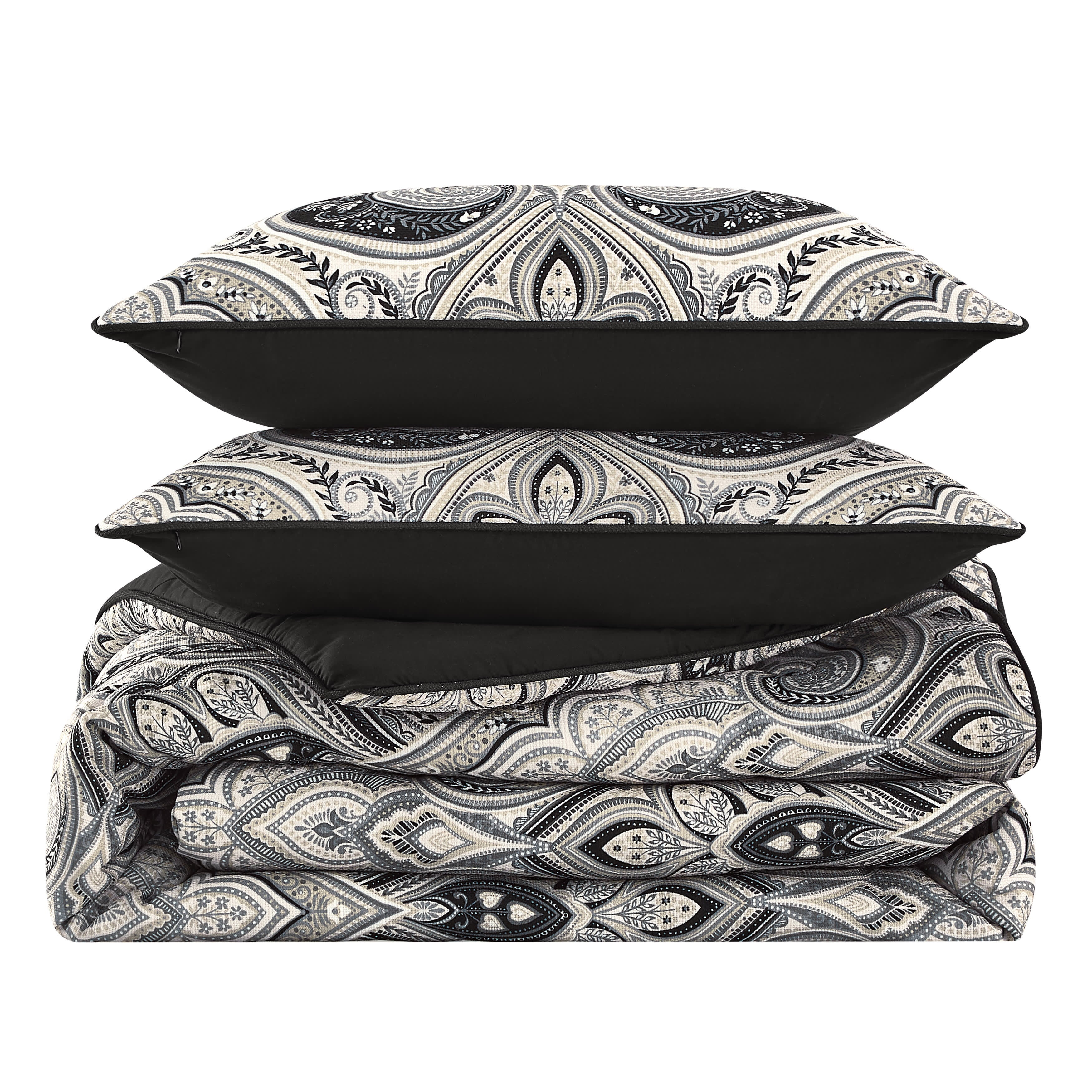 Messina 3 Piece Comforter Set, BLACK, alternate image number 5