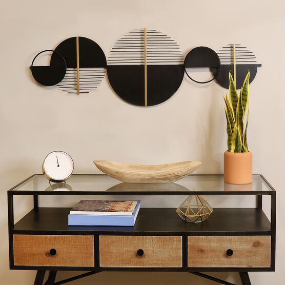 Black and Gold Metal Modern Centerpiece Wall Decor, , alternate image number null