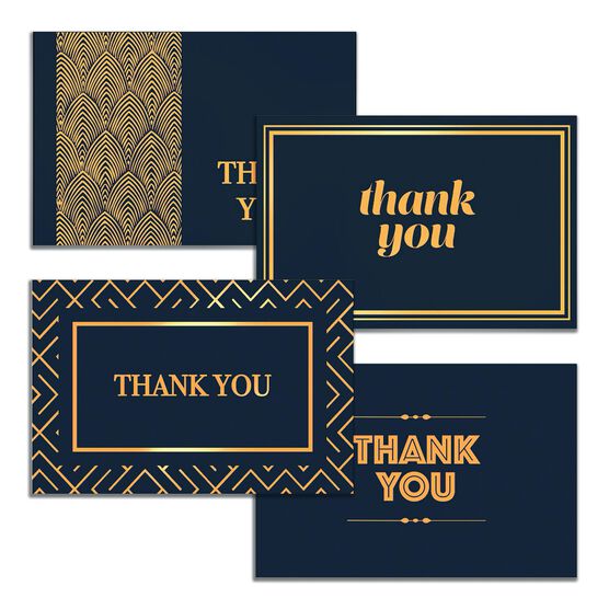 Navy Gold Foil Thank You Cards - 100 Cards, , alternate image number null