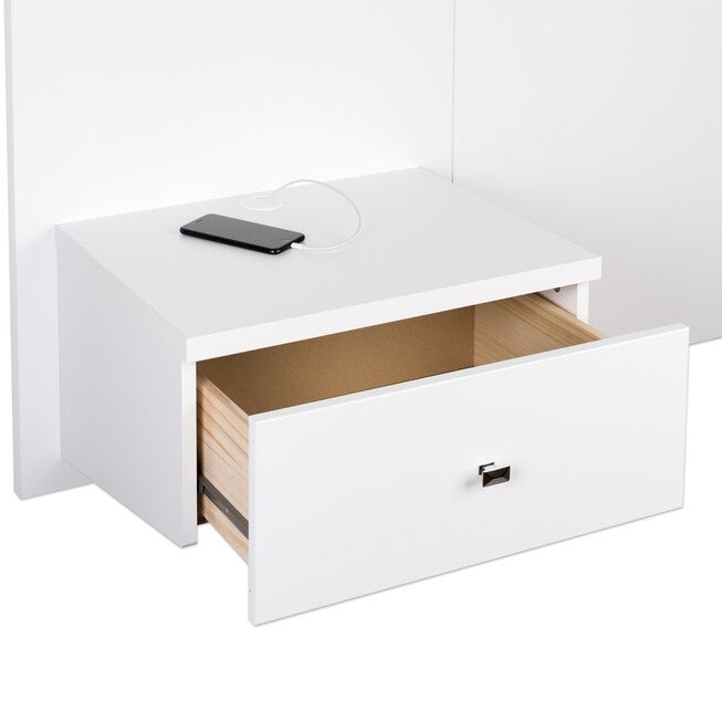 Floating Queen Headboard with Nightstands, White, , alternate image number 6
