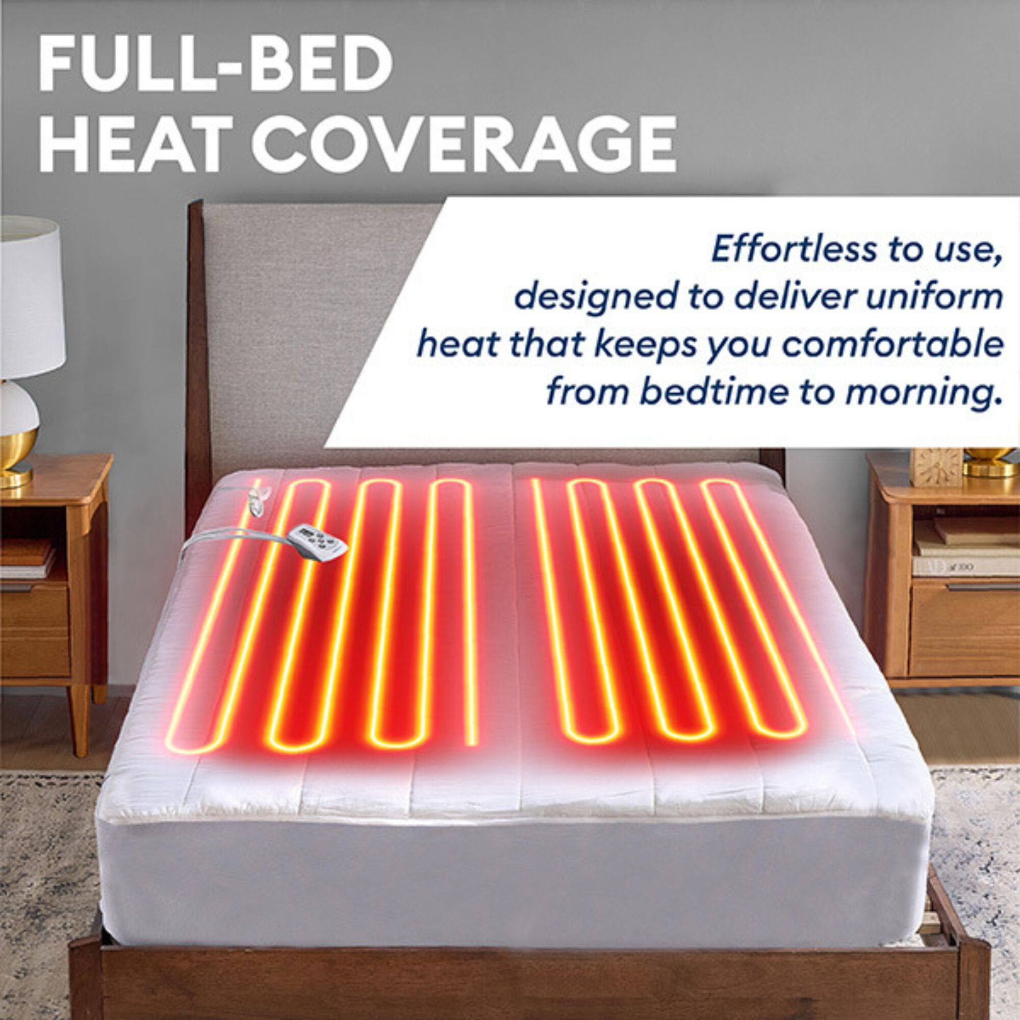 54 inches x 75 inches White Full Heated Mattress Pad, WHITE, alternate image number 2