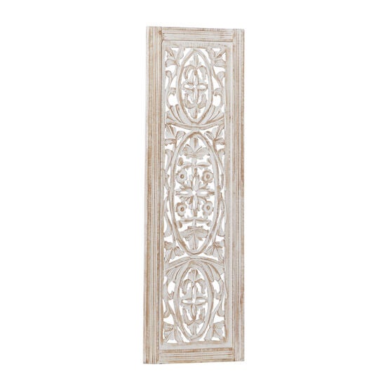 Cream Traditional Floral Mango Wood Wall Décor, , alternate image number null