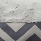 Chevron poly-cotton bolster with detachable faux fur cushion Medium Size, , alternate image number null