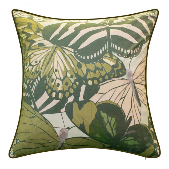 Edie@Home Velvet Bold Butterfly Decorative Pillow Dec Pillow, MEDIUM GREEN, hi-res image number null